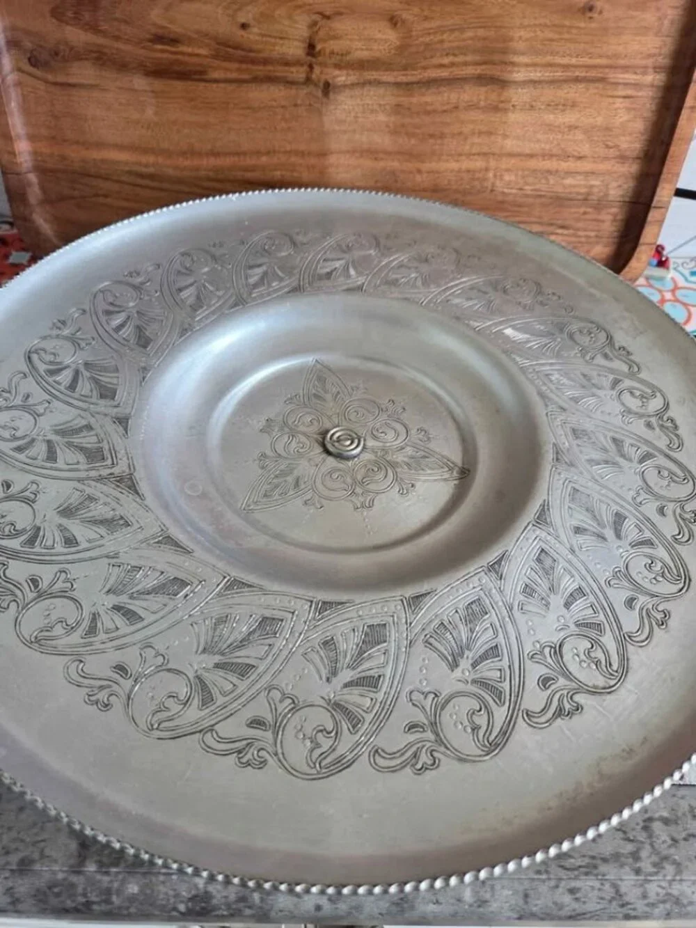 Vintage aluminum cake stand or lazy suzy 1950